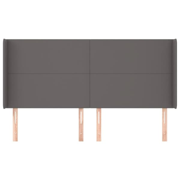 sengegavl med kanter 183x16x118/128 cm kunstlæder grå