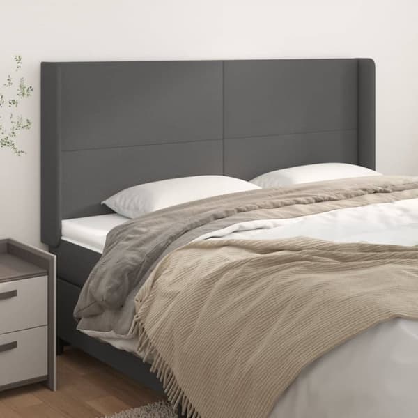 sengegavl med kanter 183x16x118/128 cm kunstlæder grå