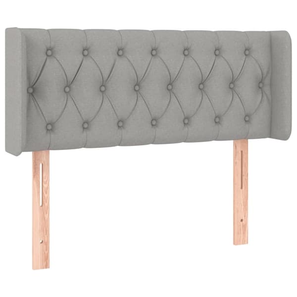 sengegavl med LED-lys 103x16x78/88 cm stof lysegrå