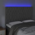 Miniatyrbillede 3 af 6: sengegavl med LED-lys 144x7x118/128 cm fløjl mørkegrå