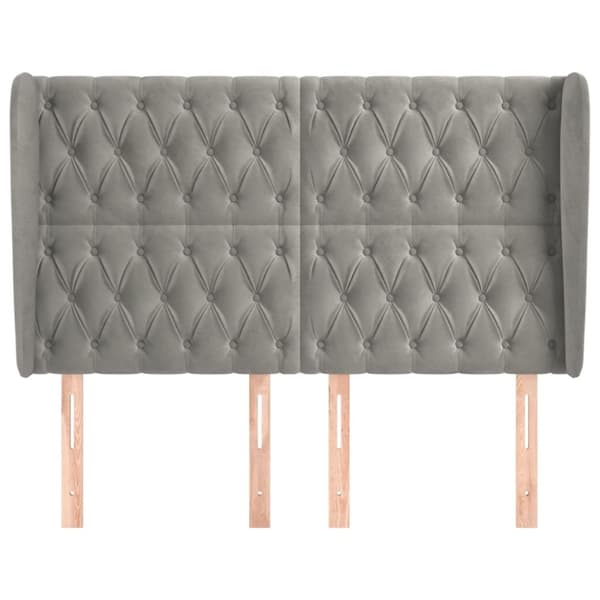 sengegavl med kanter 163x23x118/128 cm fløjl lysegrå