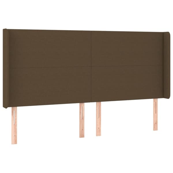 sengegavl med kanter 203x16x118/128 cm stof mørkebrun