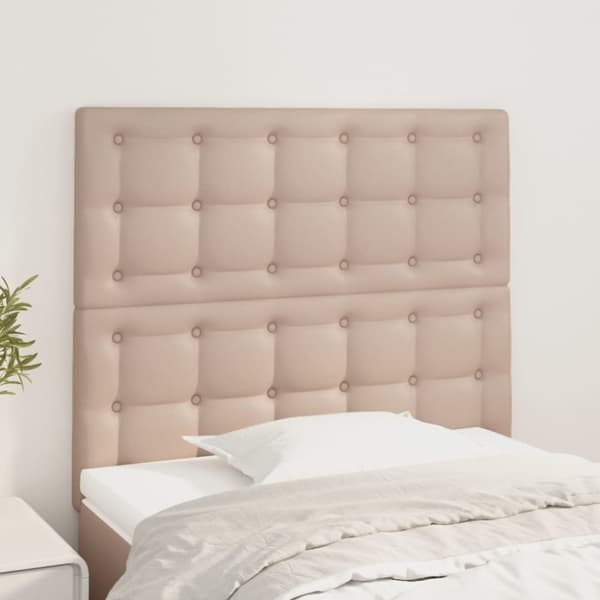 sengegavle 2 stk. 90x5x78/88 cm kunstlæder cappuccinofarvet
