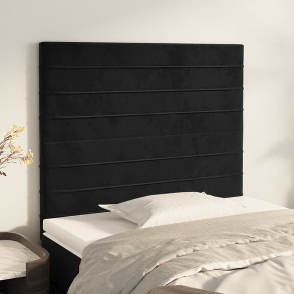 Sängyn päädyt, 2 kpl, musta, 80x5x78/88 cm, sametti