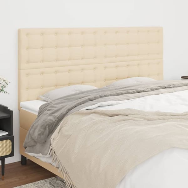 sengegavle 4 stk. 100x5x78/88 cm stof cremefarvet