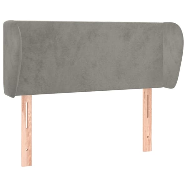 sengegavl med kanter 103x23x78/88cm fløjl lysegrå