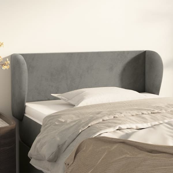 sengegavl med kanter 103x23x78/88cm fløjl lysegrå