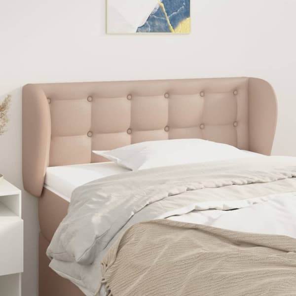 sengegavl med kanter 93x23x78/88 cm kunstlæder cappuccino
