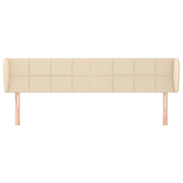 sengegavl med kanter 183x23x78/88 cm stof cremefarvet