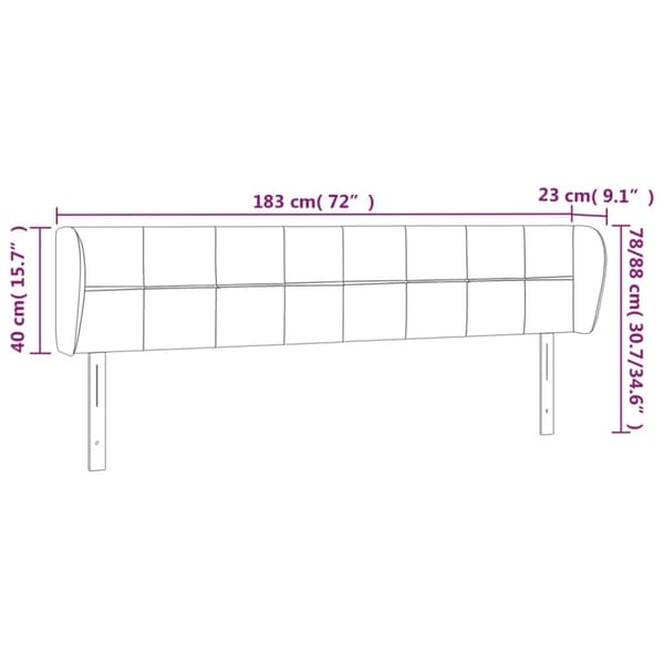 sengegavl med kanter 183x23x78/88 cm stof cremefarvet