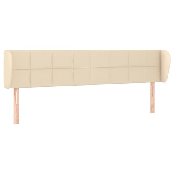 sengegavl med kanter 183x23x78/88 cm stof cremefarvet