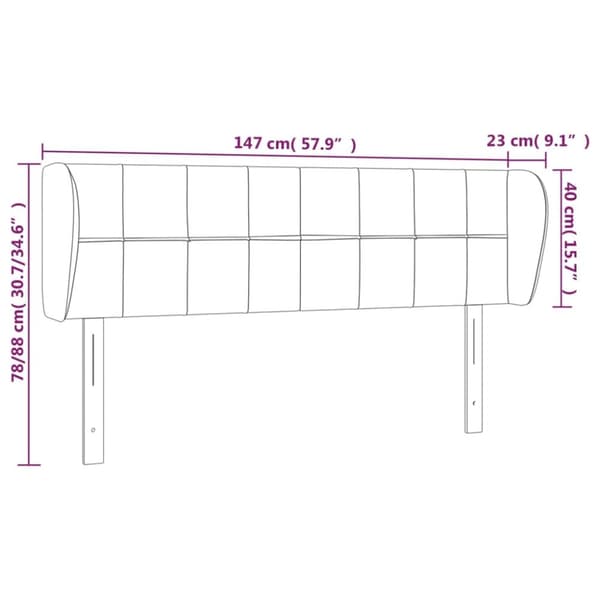 sengegavl med kanter 147x23x78/88 cm fløjl sort