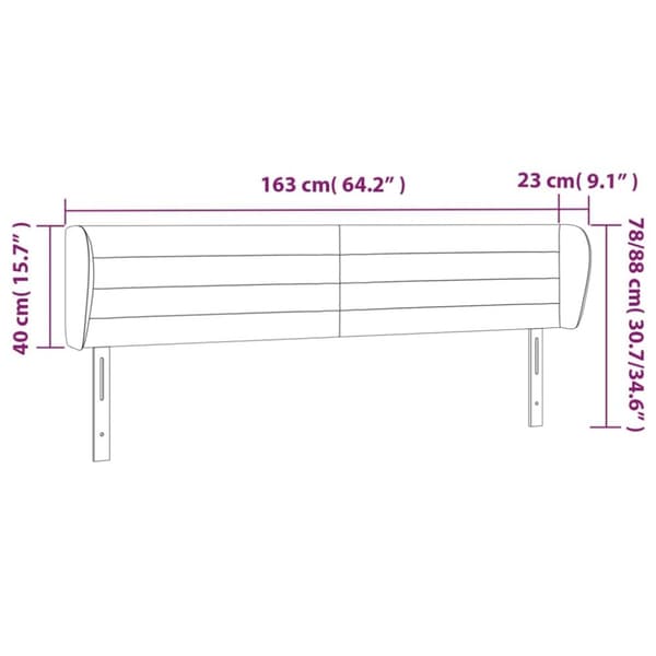 sengegavl med kanter 163x23x78/88 cm stof sort