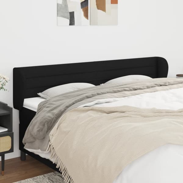 sengegavl med kanter 163x23x78/88 cm stof sort
