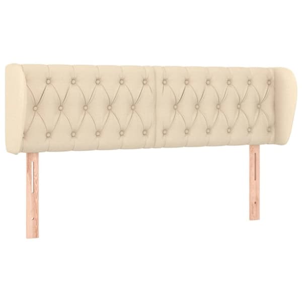 sengegavl med kanter 163x23x78/88 cm stof cremefarvet