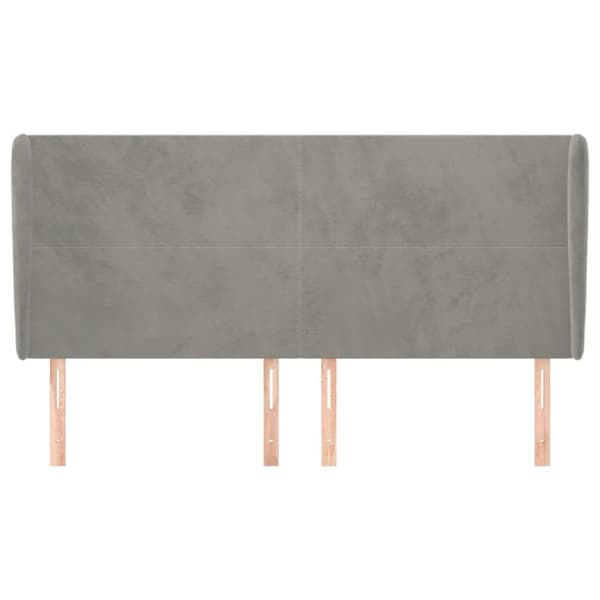 sengegavl med kanter 183x23x118/128 cm fløjl lysegrå