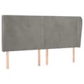 Miniatyrbillede 2 af 9: sengegavl med kanter 183x23x118/128 cm fløjl lysegrå