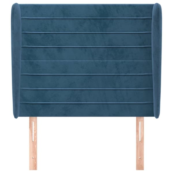 sengegavl med kanter 93x23x118/128 cm fløjl mørkeblå