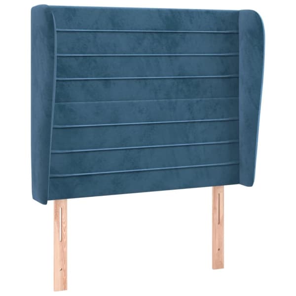 sengegavl med kanter 93x23x118/128 cm fløjl mørkeblå