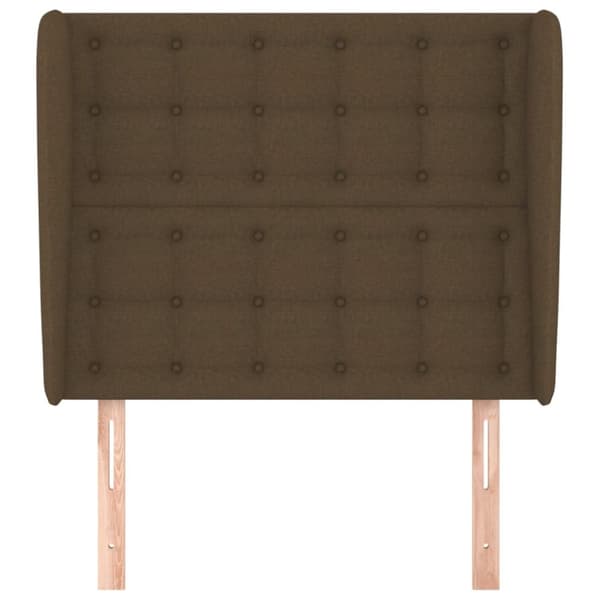 sengegavl med kanter 93x23x118/128 cm stof mørkebrun