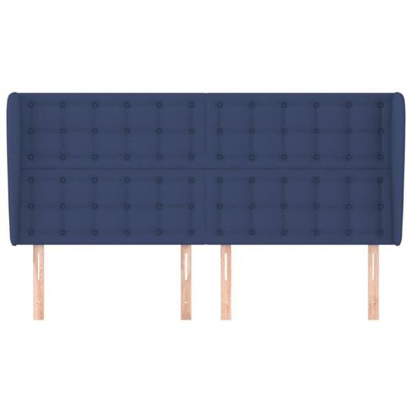 sengegavl med kanter 183x23x118/128 cm stof blå