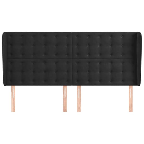 sengegavl med kanter 183x23x118/128 cm fløjl sort