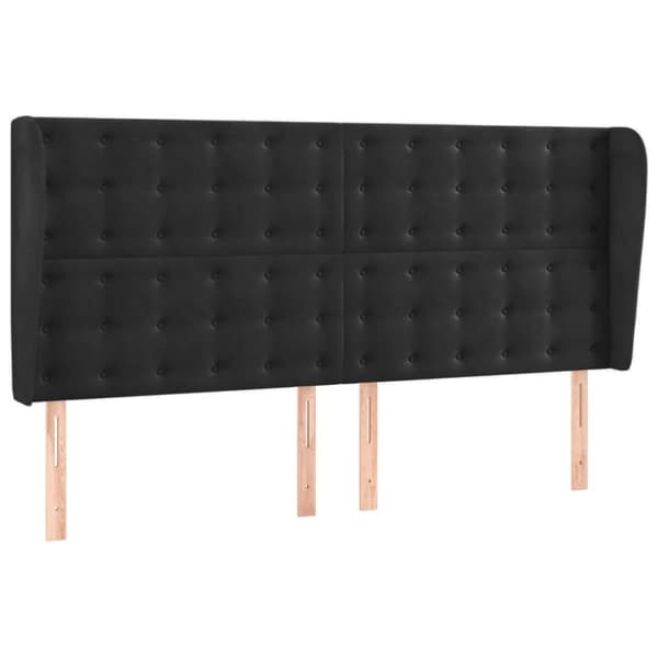 sengegavl med kanter 183x23x118/128 cm fløjl sort