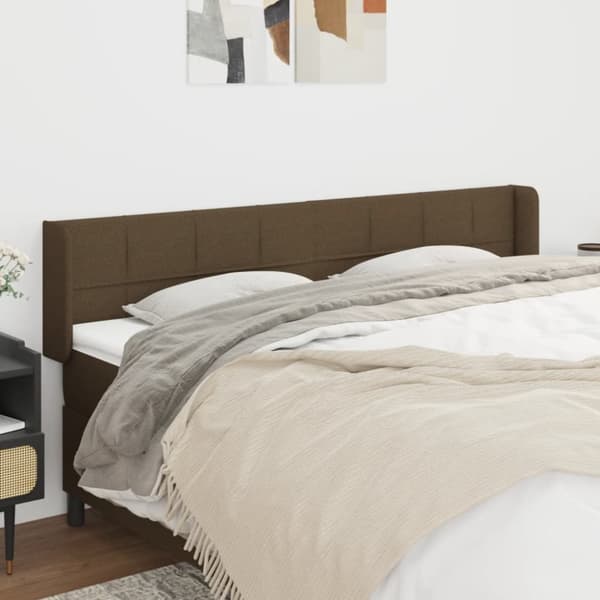sengegavl med kanter 163x16x78/88 cm stof mørkebrun