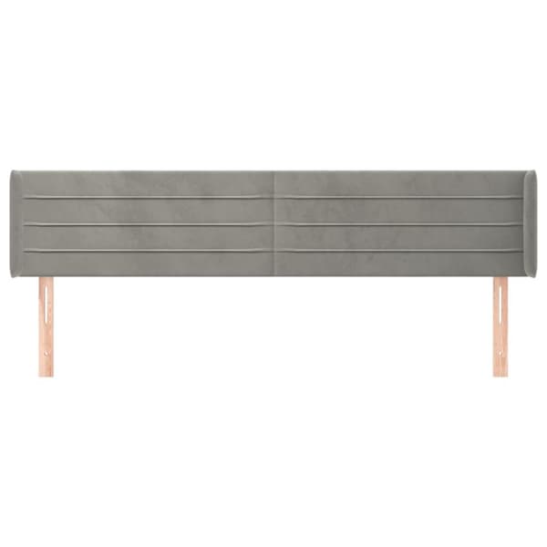 sengegavl med kanter 163x16x78/88 cm fløjl lysegrå