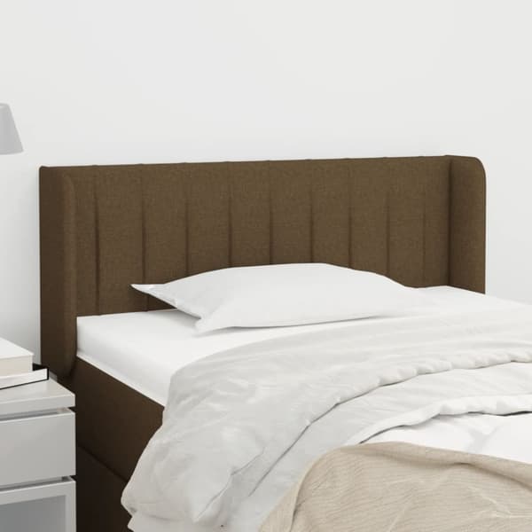 sengegavl med kanter 83x16x78/128 cm stof mørkebrun