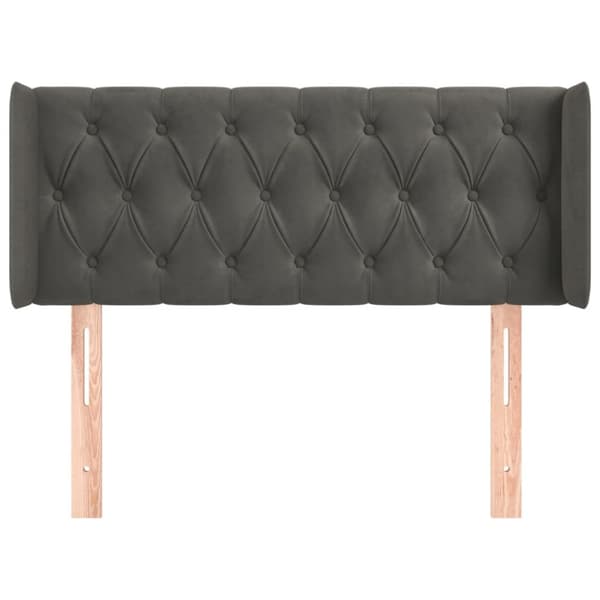 sengegavl med kanter 103x16x78/88 cm fløjl mørkegrå
