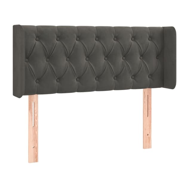 sengegavl med kanter 103x16x78/88 cm fløjl mørkegrå