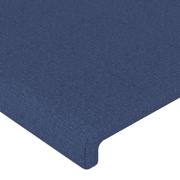 sengegavl med kanter 93x16x118/128 cm stof blå