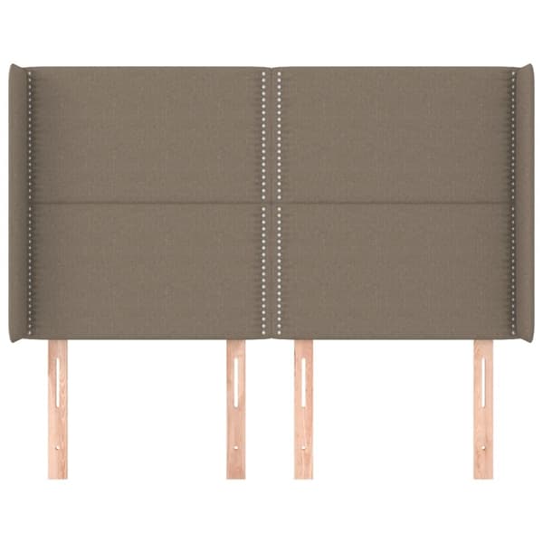 sengegavl med kanter 147x16x118/128 cm stof gråbrun