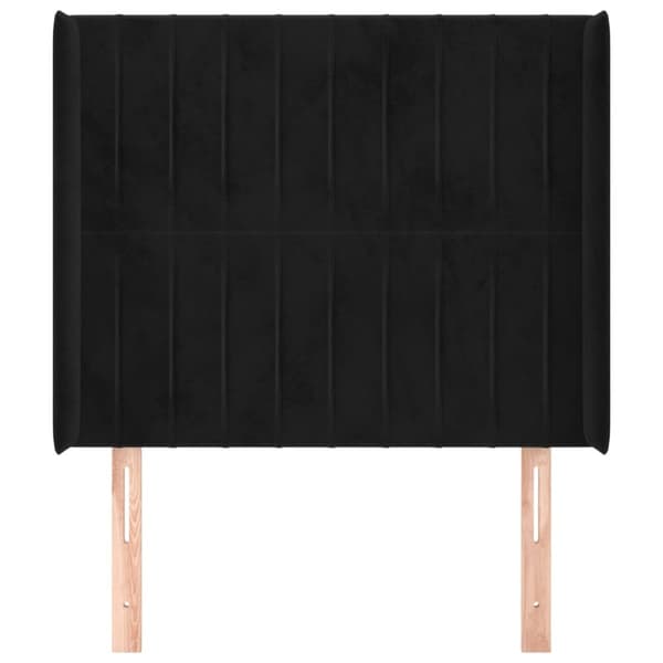 sengegavl med kanter 93x16x118/128 cm fløjl sort