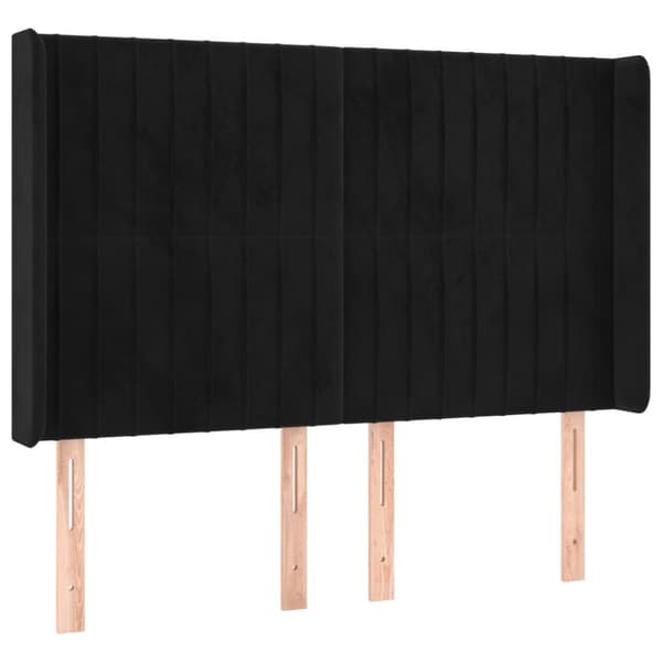 sengegavl med kanter 147x16x118/128 cm fløjl sort