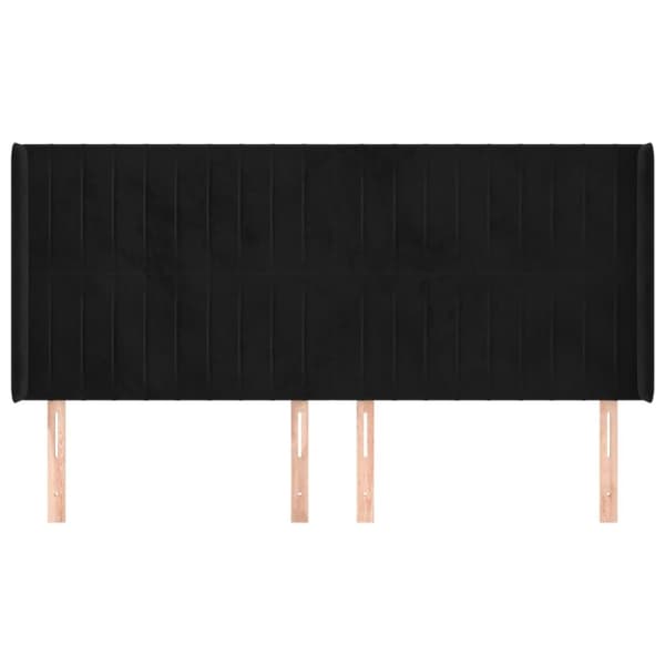 sengegavl med kanter 183x16x118/128 cm fløjl sort