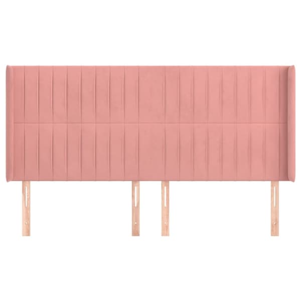 sengegavl med kanter 203x16x118/128 cm fløjl lyserød