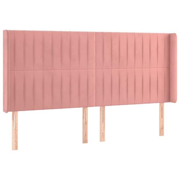 sengegavl med kanter 203x16x118/128 cm fløjl lyserød