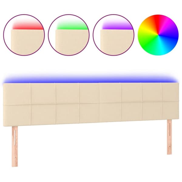Sängyn pääty LED-valolla, kerma, 180x5x78/88 cm, kangas