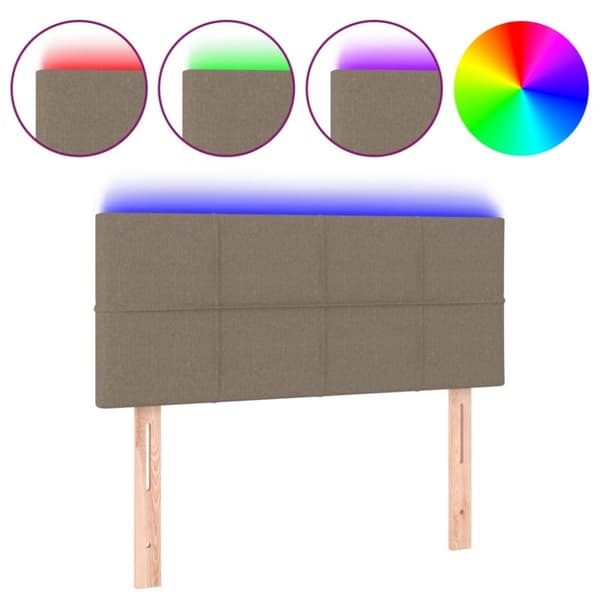 sengegavl med LED-lys 100x5x78/88 cm stof gråbrun