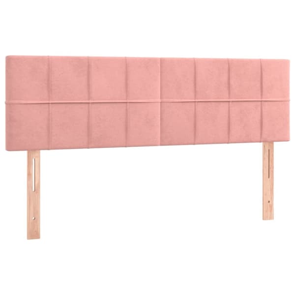 sengegavl med LED-lys 144x5x78/88 cm fløjl lyserød