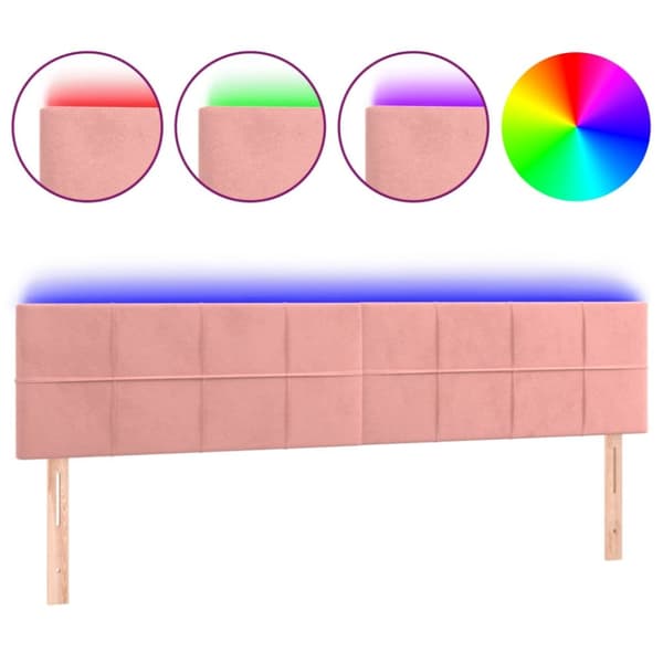 sengegavl med LED-lys 160x5x78/88 cm velour lyserød