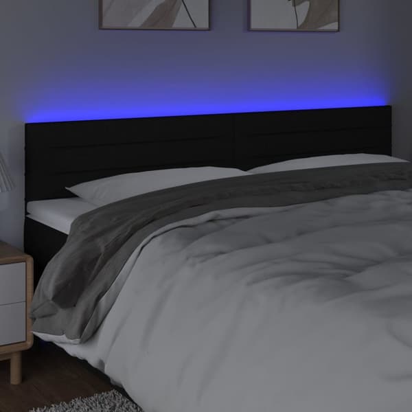 sengegavl med LED-lys 160x5x78/88 cm stof sort