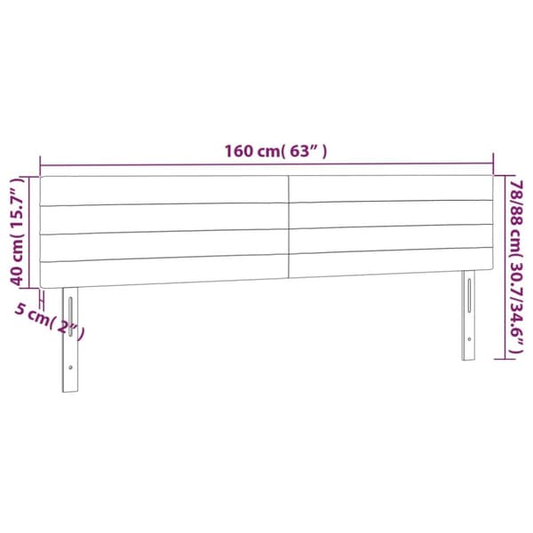 sengegavl med LED-lys 160x5x78/88 cm stof sort