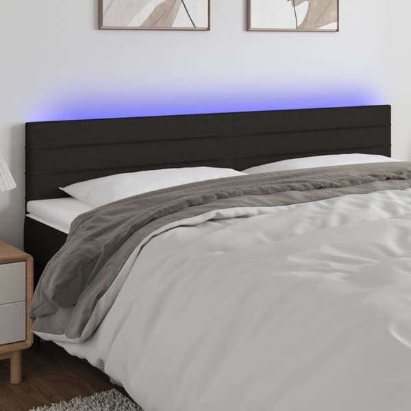 sengegavl med LED-lys 160x5x78/88 cm stof sort