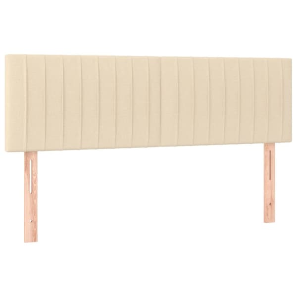 sengegavl med LED-lys 144x5x78/88 cm stof cremefarvet