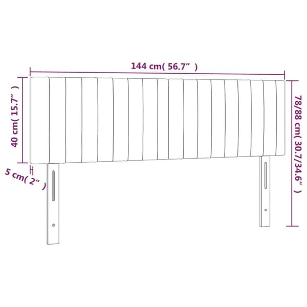 sengegavl med LED-lys 144x5x78/88 cm stof cremefarvet
