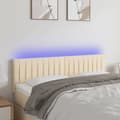 Miniatyrbillede 1 af 6: sengegavl med LED-lys 144x5x78/88 cm stof cremefarvet