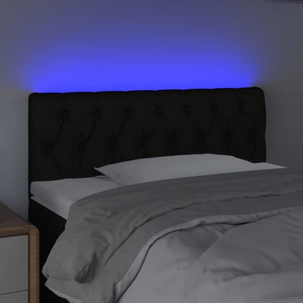 sengegavl med LED-lys 100x7x78/88 cm stof sort